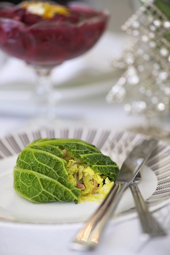 Christmas savoy cabbage parcels