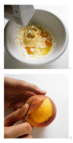 Baking peach gateau