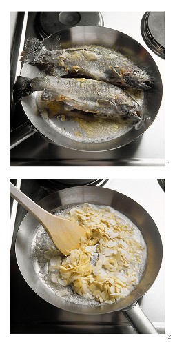 Preparing trout with almonds