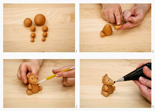 Making a dog from marzipan balls