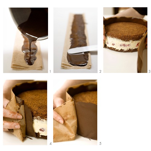 Chocolate cake being prepared