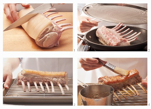 Saddle of cochon de lait being prepared