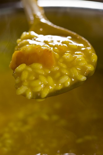 Pumpkin risotto being cooked