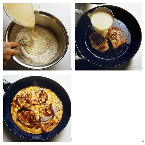 Making buckwheat pancake with bacon