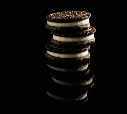 Stacked Oreo Cookies on a Black … – License Images – 688107 StockFood