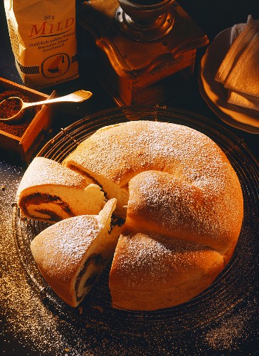 Reindling (Austrian yeast cake) on cake rack