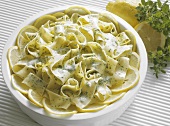 Ribbon noodles with lemon and herb sauce