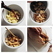 Making apple and chestnut stuffing