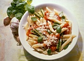 Penne with courgettes and tomato sauce (Italy)
