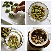 Frische Oliven in Salzlake einlegen