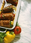 Various stuffed rolled Beef Slices