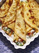Vegetable Pancake Roll-ups on a Serving Dish