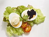Hard Boiled Egg Halved with Caviar