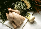 Uncooked Chicken and Vegetables