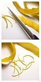 Finely slicing lemon peel