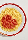 Pasta asciutta (spaghetti with tomato sauce), Naples, Italy