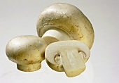 White Button Mushrooms; Whole and Cut in Half