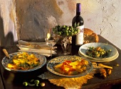 Table with Three Pasta Dishes; Italian Still Life