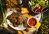 Mushroom Meatballs with Tomato Dip