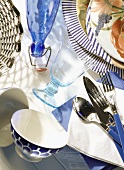 Assorted Plates and Flatware; Glasses