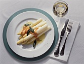 White asparagus with sage and ham butter