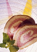 Sponge roll with strawberry liqueur cream
