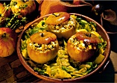 Stuffed Apples on Curry Cabbage