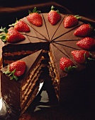 Chocolate gateau with strawberries