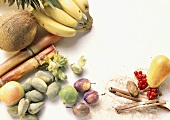 Tropical fruits and spices still life