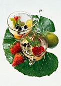 Fresh Fruit Punch with Sparkling Wine; Tropical Leaf