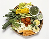 Fresh Vegetable Platter with Various Dips
