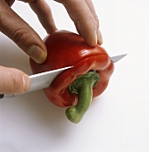 Cutting lid from red pepper