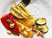 Marinated peppers; courgettes and beans (Italy)