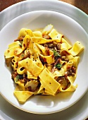 Pappardelle alla lepre (ribbon pasta with hare ragout, Italy)