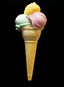 Three Scoops of Ice Cream in a Super Cone