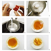 Eier kochen (vier, sechs und acht Minuten)