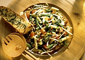 Bean Salad with Pesto Sauce and Garlic Bread