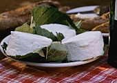 Goat Cheese Wrapped in Leaves on a Plate