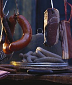 Pork Sausages; Lyon Sausages and Bacon