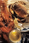 Boiled Lobster and Crab; Drawn Butter