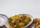 Chicken Breast with Mint on Saffron Rice