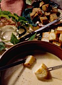 Cheese Fondue with Croutons