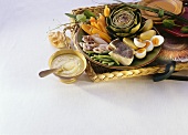 Fish & Vegetable Platter with Garlic Paste