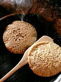 Corn tortillas in the pan