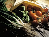 Spring Onions; Zucchini and Tomatoes