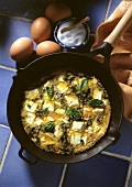 Goat Cheese Omelet in a Frying Pan