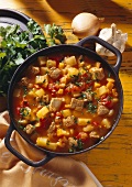 Veal Stew with Vegetables in a Pan