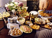 Buffet with assorted French dishes
