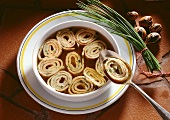 Vegetable Broth with Pancake Rolls