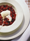 Red Fruit Pudding with Vanilla Froth